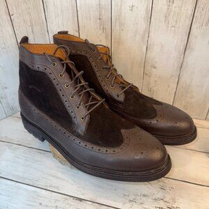Polo Ralph Lauren Nickson Brown Leather Suede Wingtip Oxford Boots Mens 14D